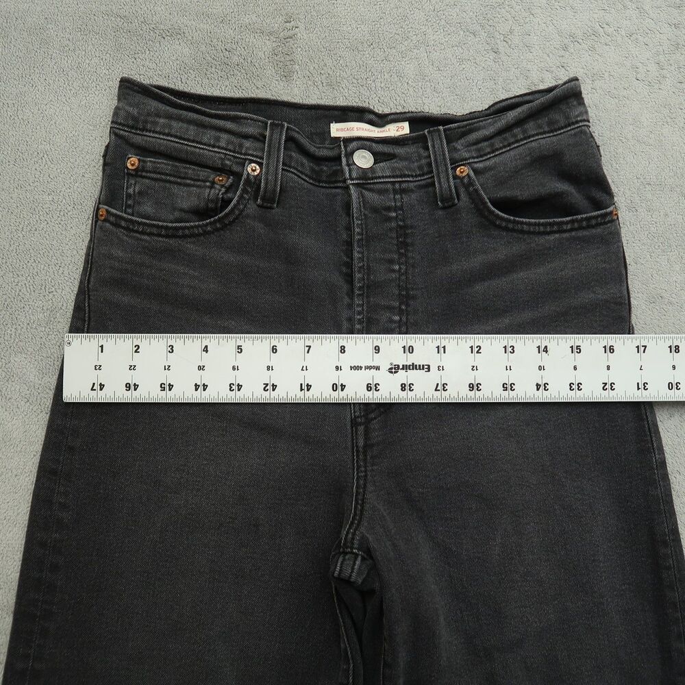 Levi's Jeans Women's Size 29 Gray High-Rise Ribcage Straight Ankle 24" Inseam - Picture 9 of 16